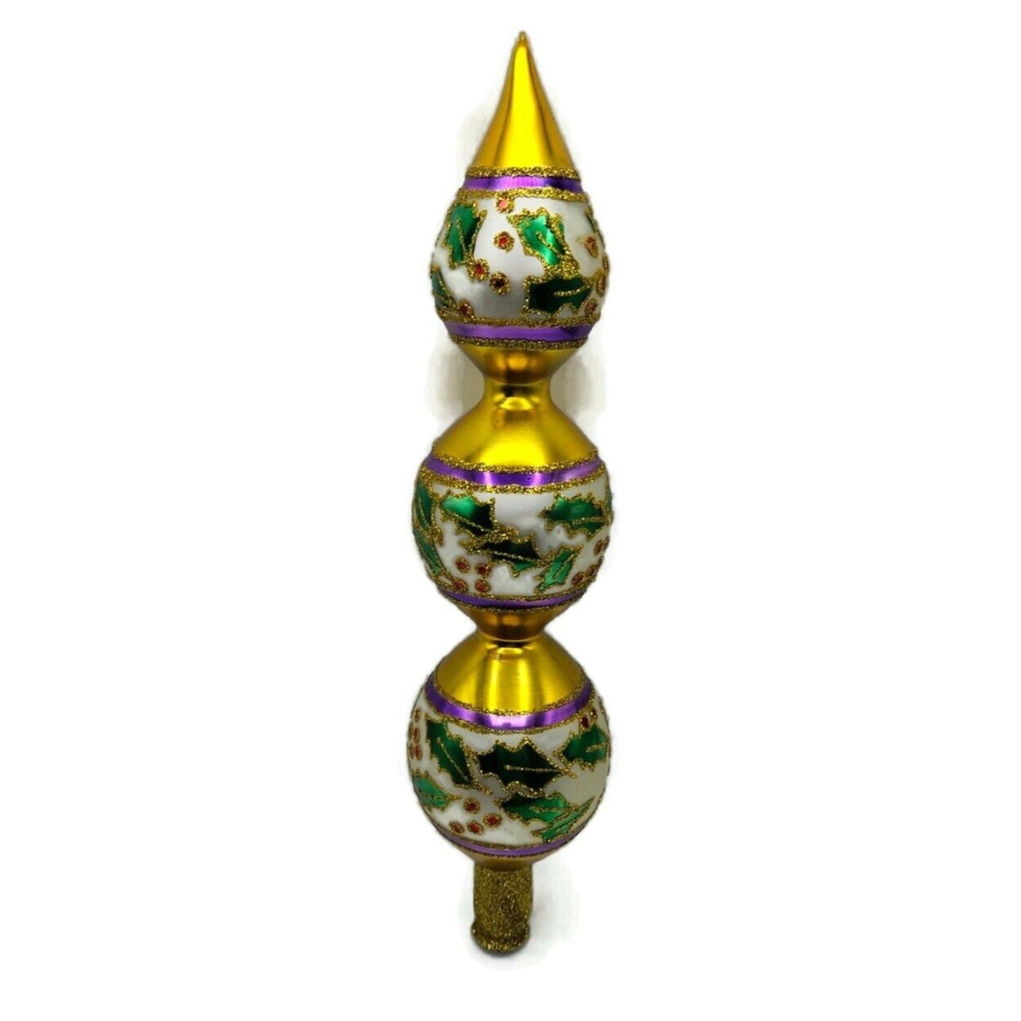Christopher Radko Holly Ribbons Finial Christmas Holiday Tree Topper 91-153-2