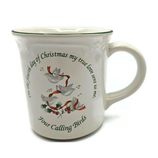 Pfaltzgraff Winterberry Mug Four Calling Birds 12 Days of Christmas Coffee Cup