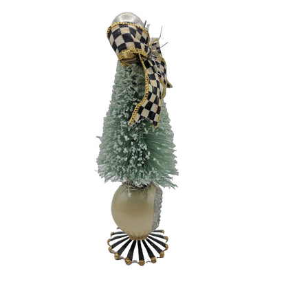 Mackenzie Childs Home Sweet Snow Bottle Brush Tree Mini Green Courtly Check Bow