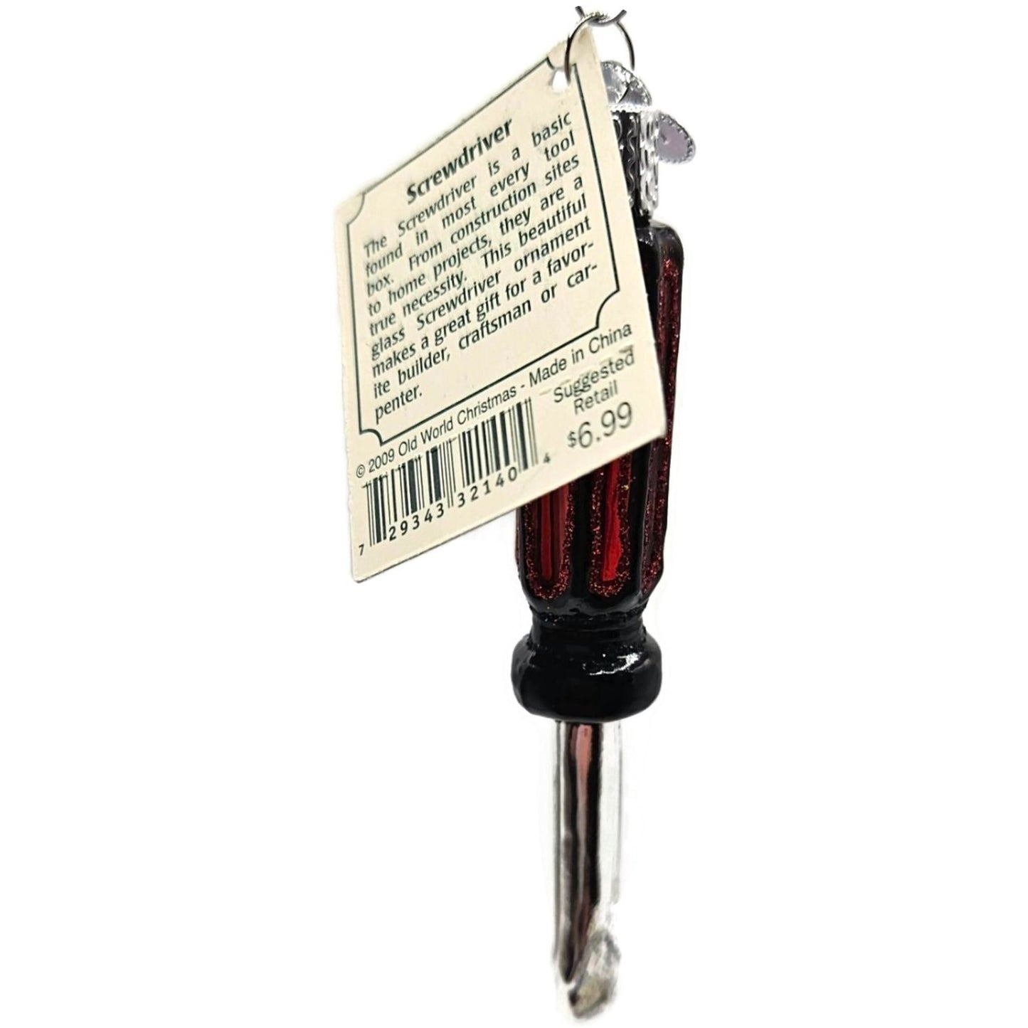 OWC Screwdriver Construction Tools Work Glass Old World Christmas Ornament