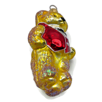 Christopher Radko Ornament Tiny Ted Teddy Bear Gem Blown Glass Christmas Tree