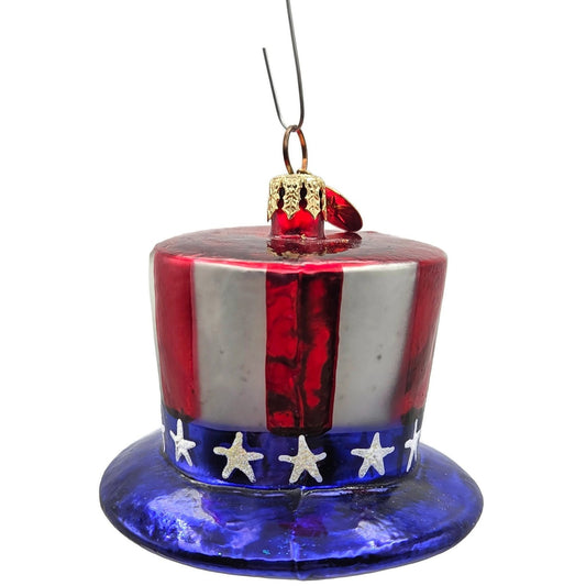 Christopher Radko Liberty Lid Top Hat Patriotic Red Christmas Ornament 01-000-70