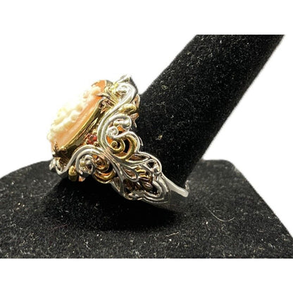 Gems En Vogue II Jewelry Set Italian Shell Cameo Flower Necklace Earrings Ring