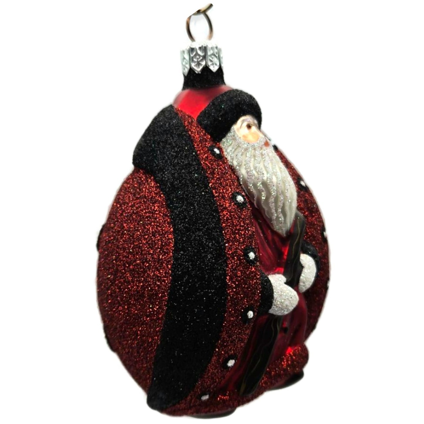 Patricia Breen Ladybug Santa Red Black Glittered Spring Christmas Tree Ornament