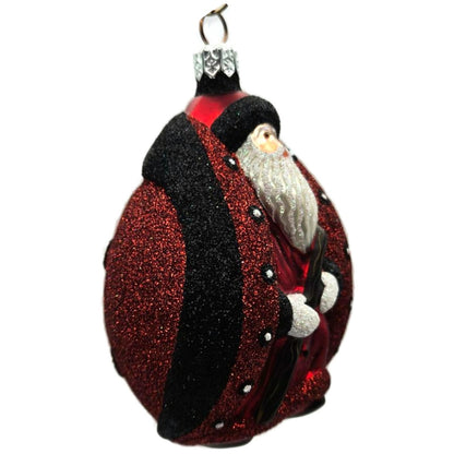 Patricia Breen Ladybug Santa Red Black Glittered Spring Christmas Tree Ornament