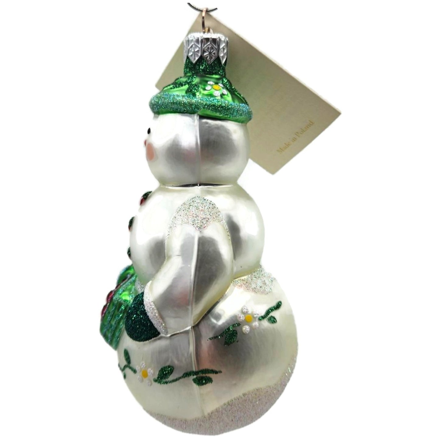 Patricia Breen Strawberry Snowman Flowers Fruit White Christmas Tree Ornament NM