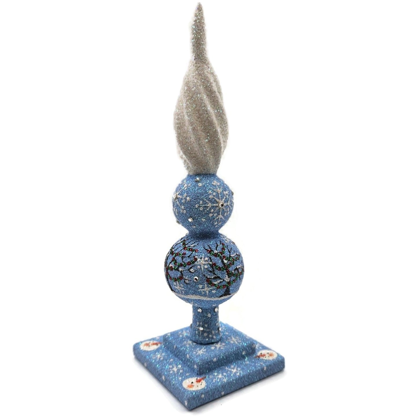 Patricia Breen Ultra Miniature Finial Red Barn Snowman Christmas Ornament HCB