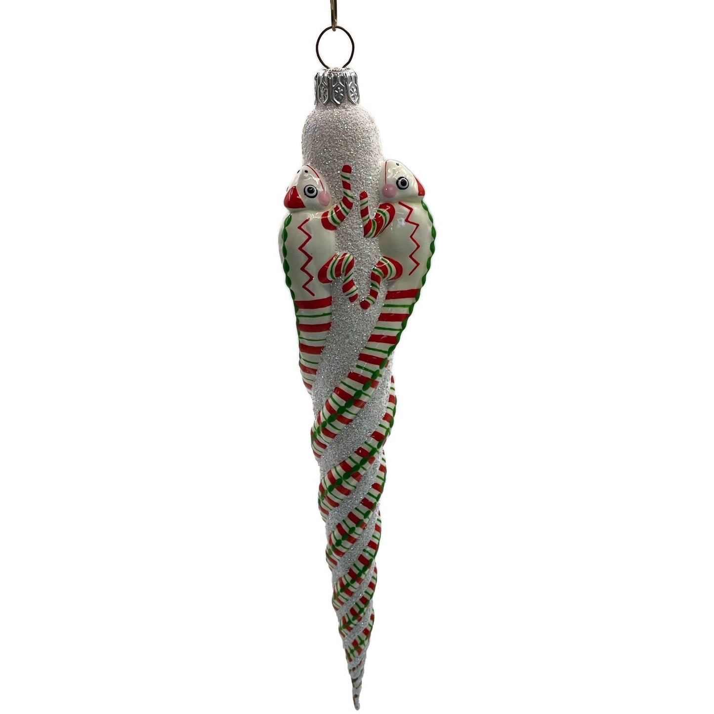 Patricia Breen Ornament Chameleon Icicle Red White Green Stripes Christmas Tree