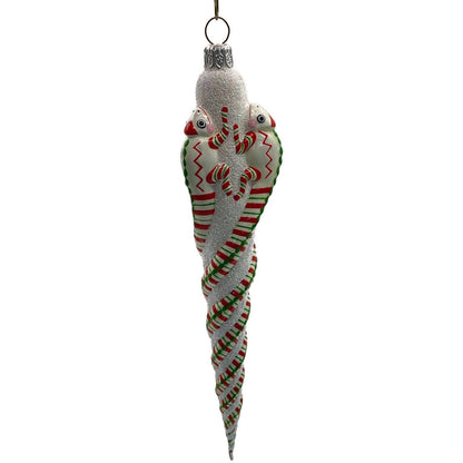 Patricia Breen Ornament Chameleon Icicle Red White Green Stripes Christmas Tree