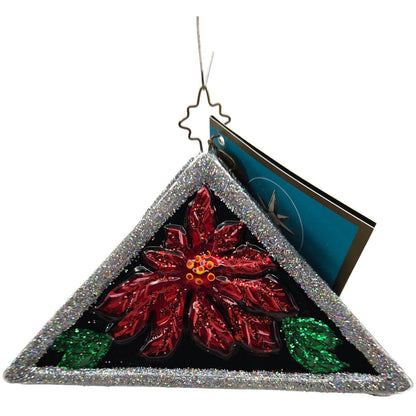 Christopher Radko Holiday Corners Winter Poinsettia Christmas Ornament 1013364