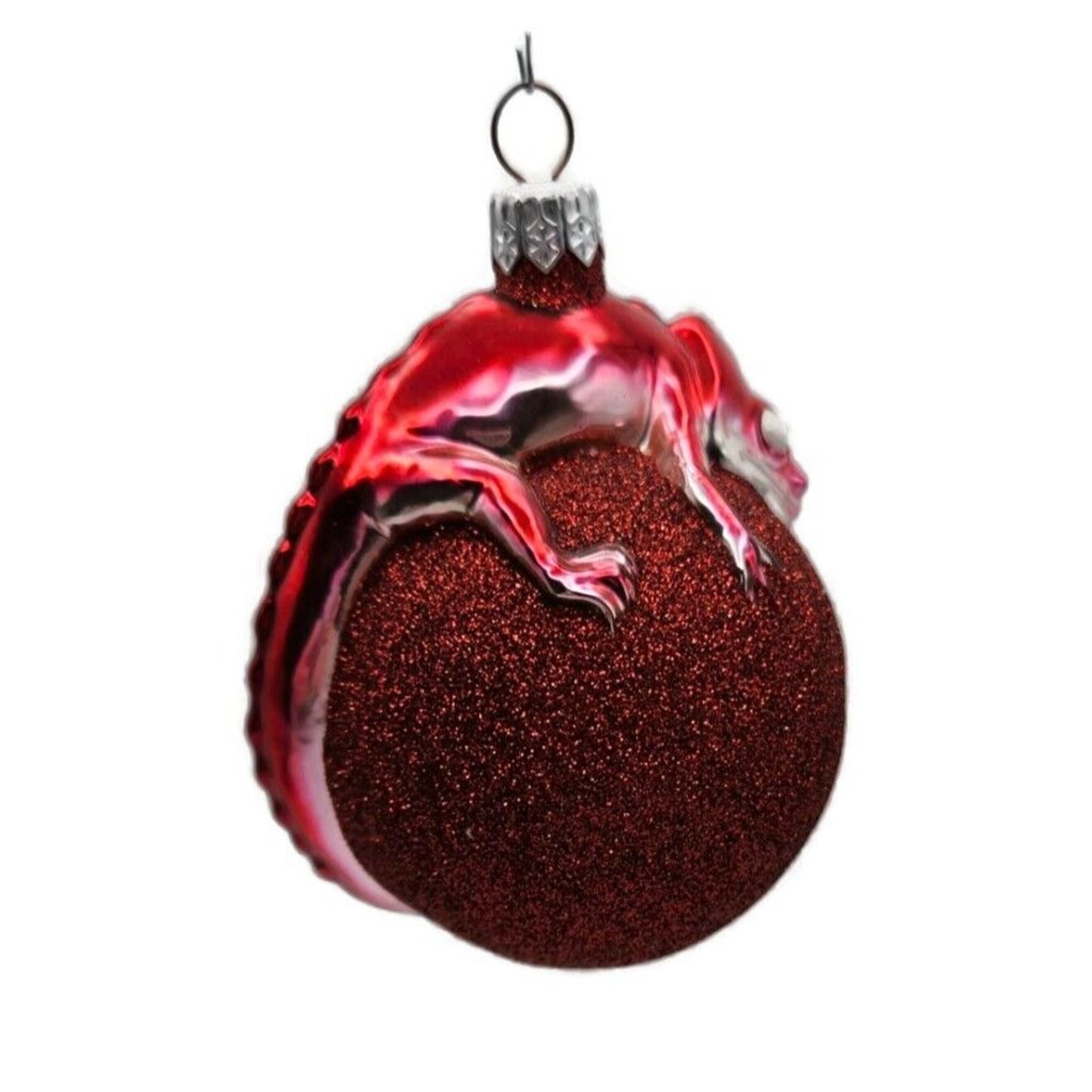 Ornament Patricia Breen Chameleon Red Glitter Blown Glass Christmas Holiday Tree