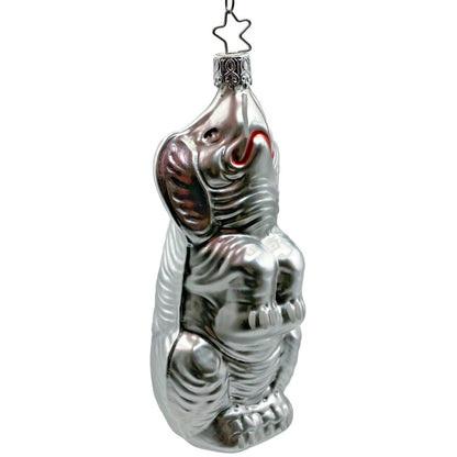Jumbo Elephant Circus Inge Glass Ornament Silver Old World Christmas Tree German