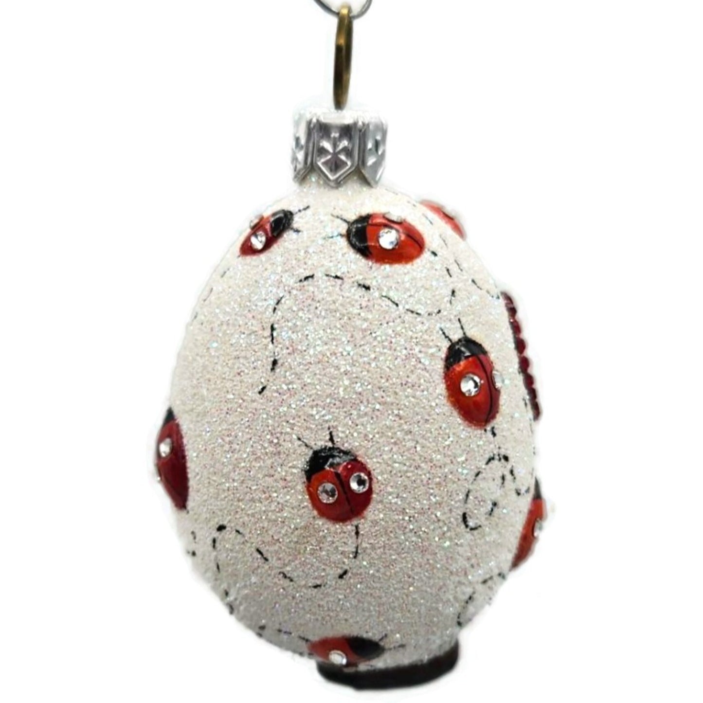 Patricia Breen Easter Egg Masquerade Ladybugs Pearl White Red Christmas Ornament