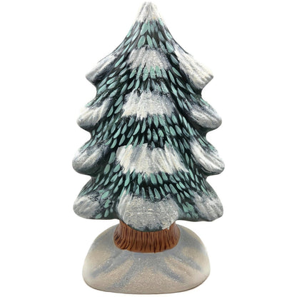 Vaillancourt Folk Art Large Tree Chalkware Forest Snow Christmas Tree Figurine