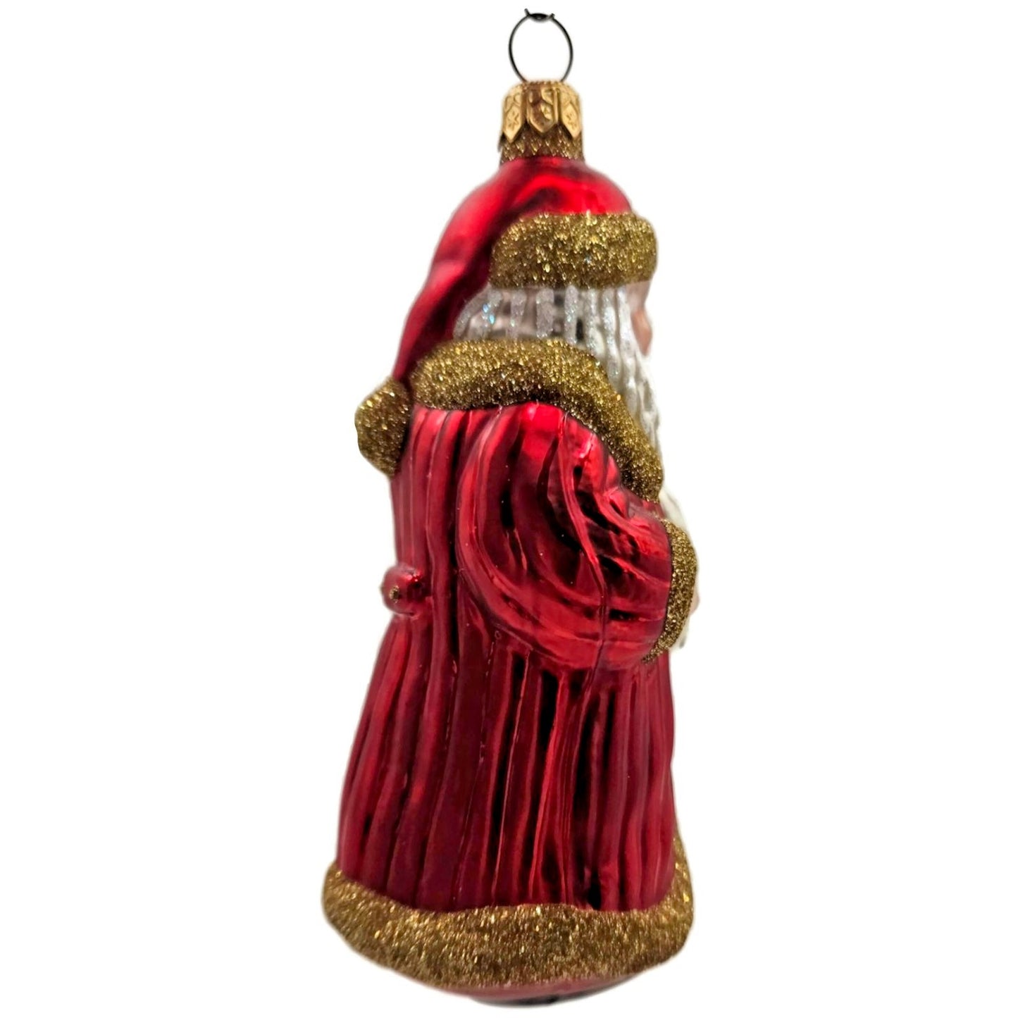 Patricia Breen Snowflake Santa Claus Red Gold Glittered Christmas Tree Ornament