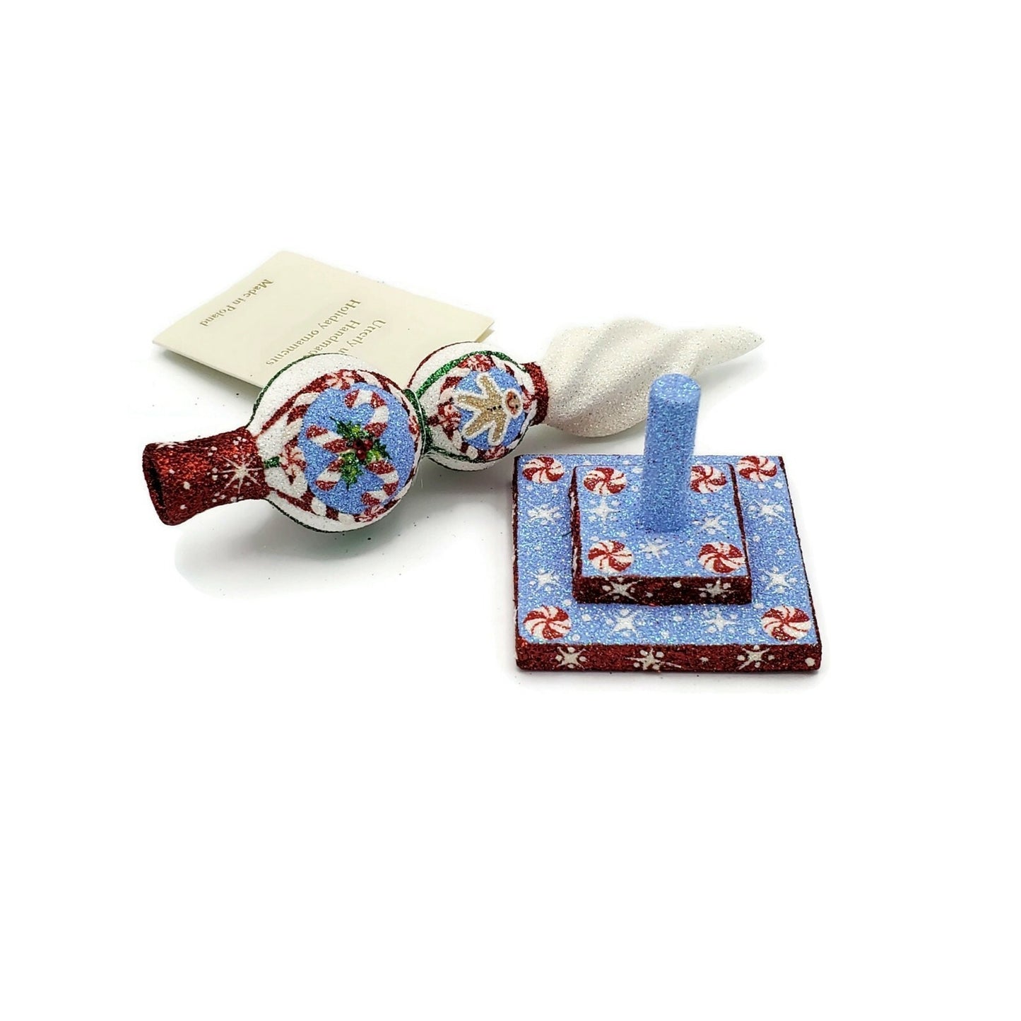Patricia Breen Ultra Mini Finial Noel Candy Cane Christmas Tree Topper w/ Stand
