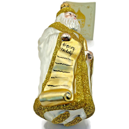 Patricia Breen Making His List Pearl Gold Santa Claus Christmas Tree Ornament
