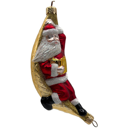 Patricia Breen A Respite for Santa Red Gold Squares Christmas Tree Ornament