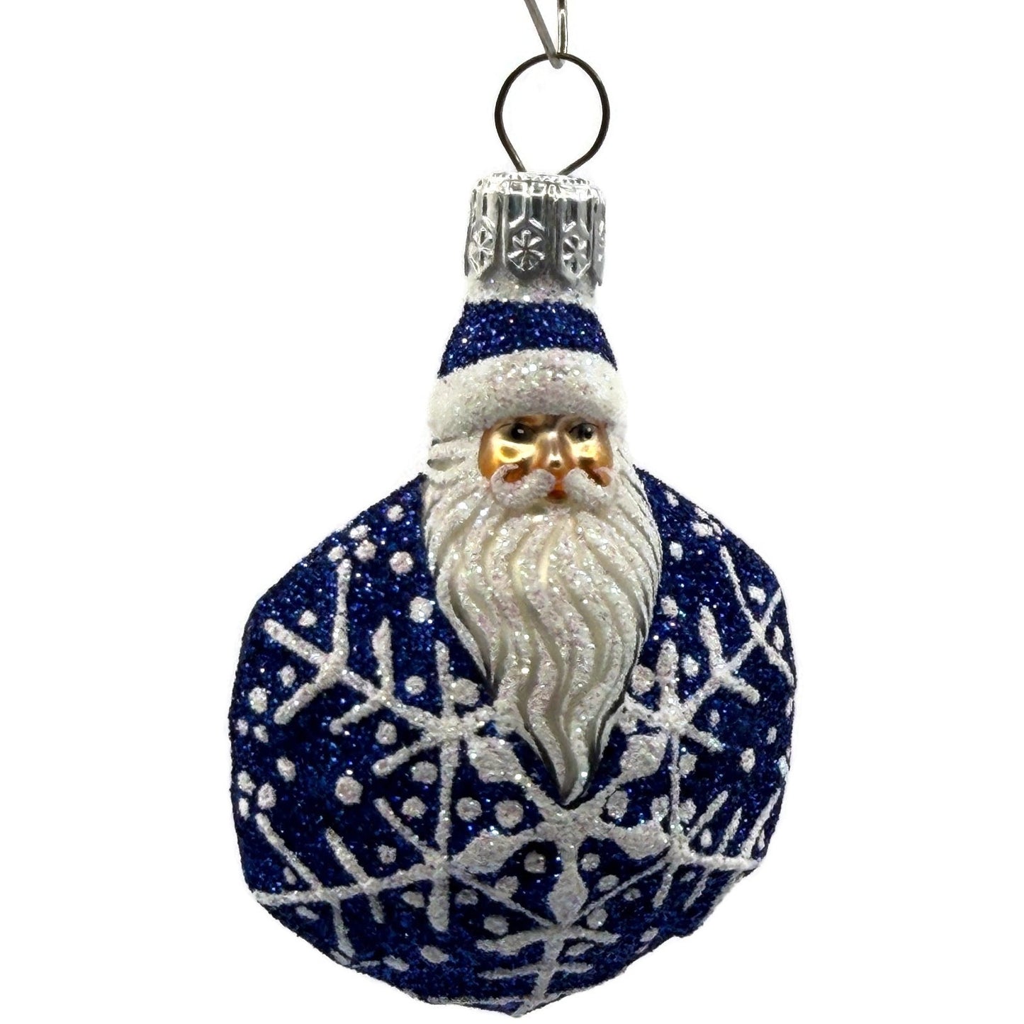 Patricia Breen Snowflake Noel Blue Santa Claus Hexagon Christmas Ornament 2257
