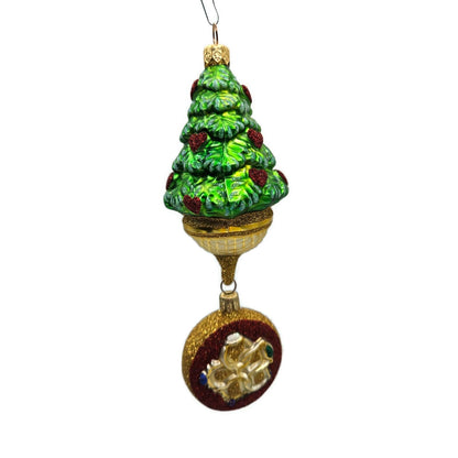 Patricia Breen Five Golden Rings Red Glittered Medallion Christmas Tree Ornament
