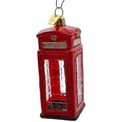 British Phone Booth Red Glass Kurt S Adler Noble Gems Christmas Tree Ornament