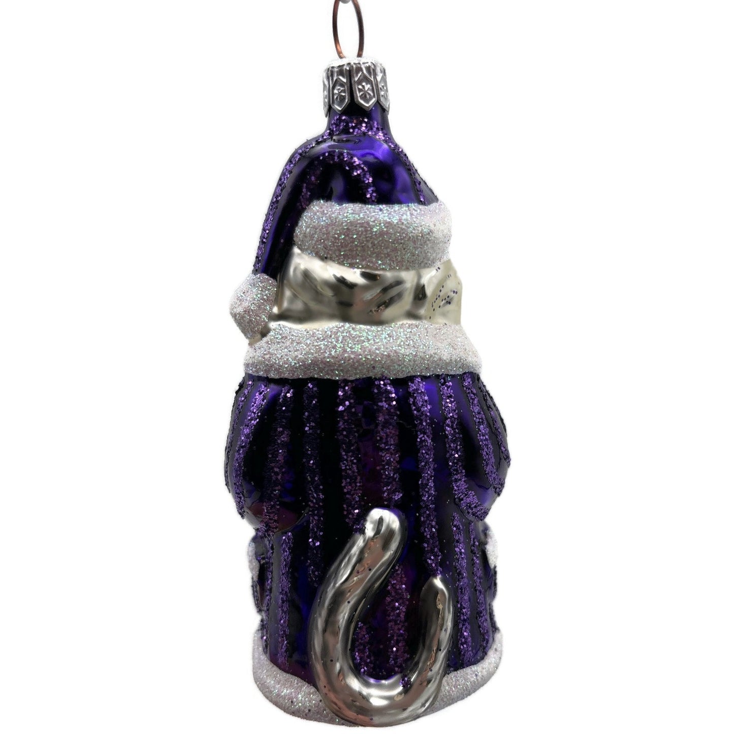 Patricia Breen Kitty Claus Purple Stripes Cat Christmas Tree Ornament CATZ
