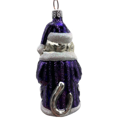 Patricia Breen Kitty Claus Purple Stripes Cat Christmas Tree Ornament CATZ