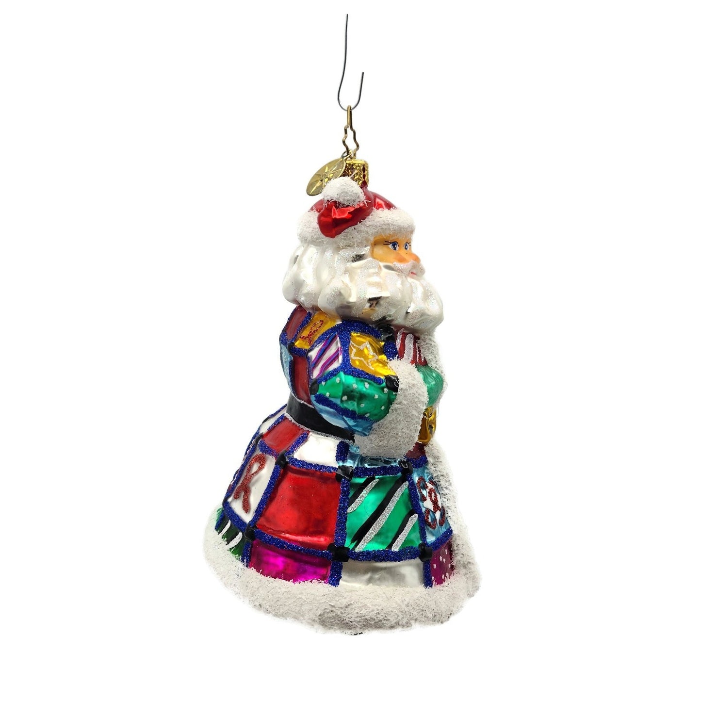 Christopher Radko Quilt N Claus Aids Charity  Santa Christmas Ornament 1014098