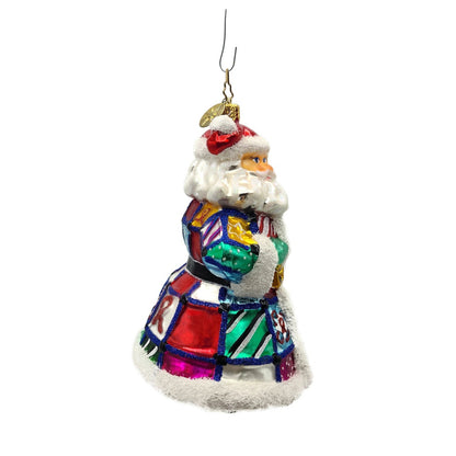 Christopher Radko Quilt N Claus Aids Charity Red Christmas Tree Ornament 1014098