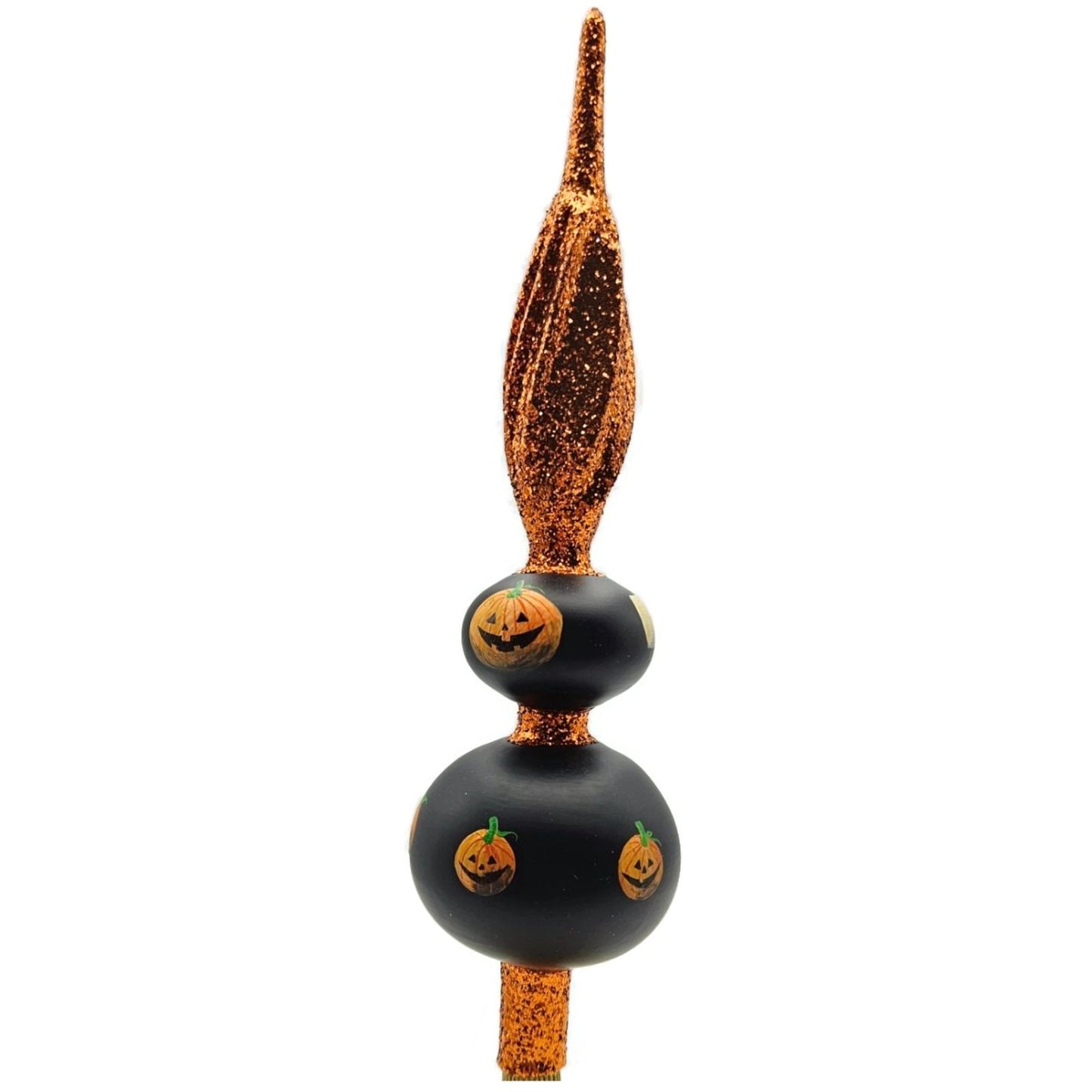 Patricia Breen Miniature Halloween Finial Black Orange Jack-o-Lantern Topper