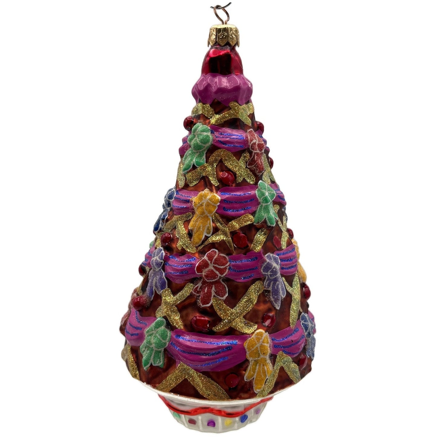 Christopher Radko Gingerbread Tree Ribbons Bows Christmas Ornament 98-457-0
