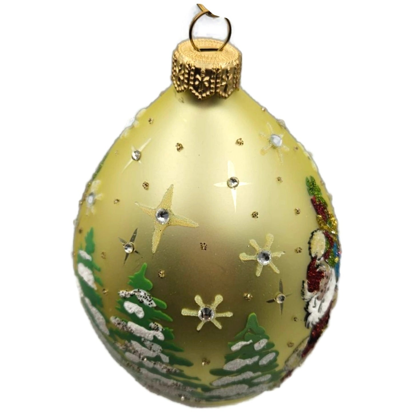 Heartfully Yours Santa Spree Yellow Jeweled Tear Drop Christmas Tree Ornament