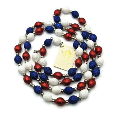 Patricia Breen Garland 2 Decorate Red White Blue Patriotic Christmas Bead Decor