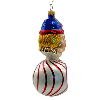Christopher Radko Squiggles Stripe Reflector Clown Christmas Tree Decor Ornament