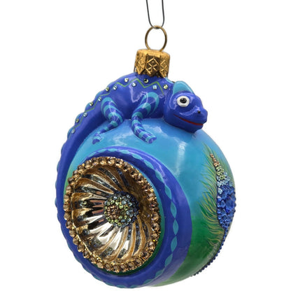 Patricia Breen Happy Holidays Hamish Shades Peacock Chameleon Christmas Ornament