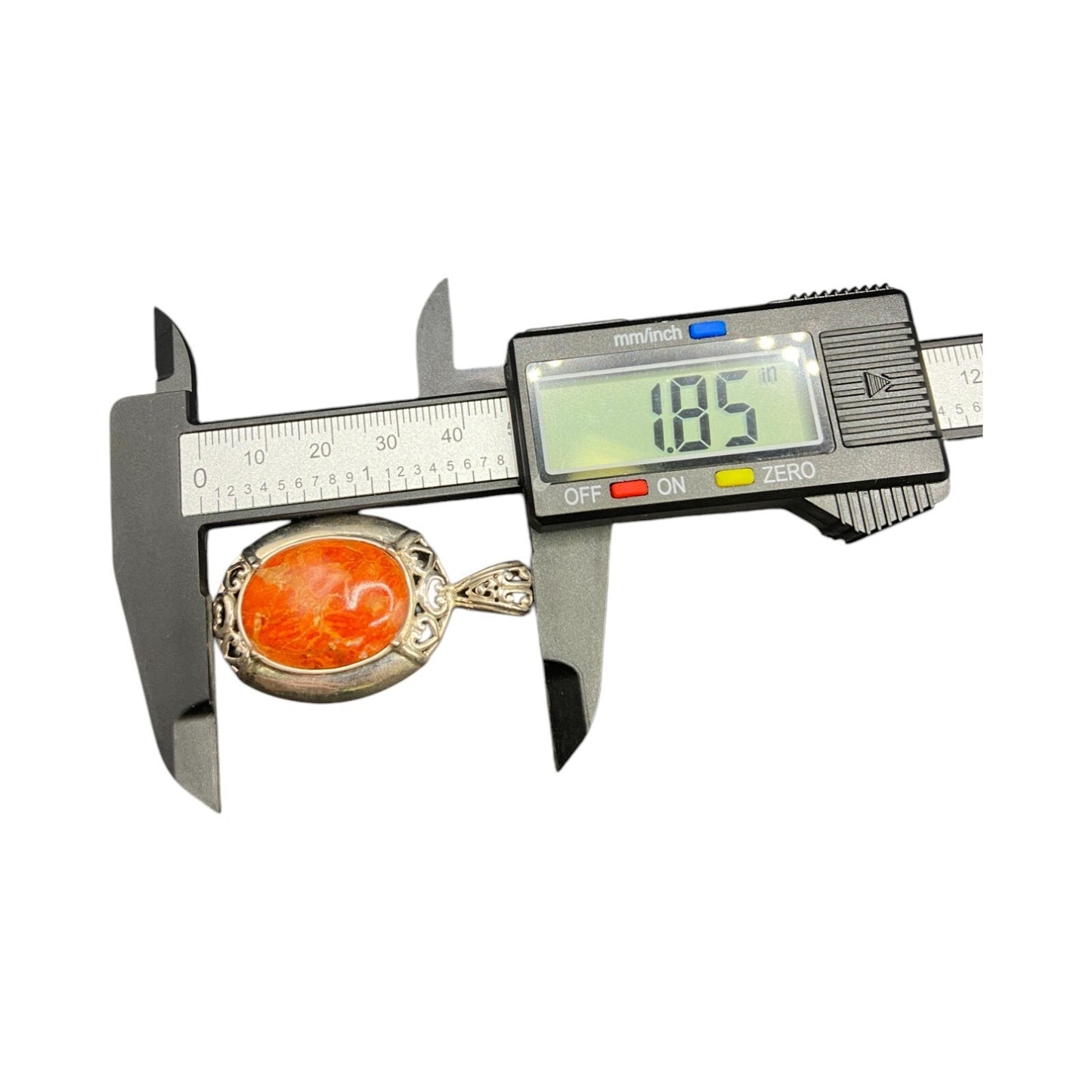 Orange Spiny Oyster Shell Oval Shaped Pendant 925 Sterling Silver NK Thailand