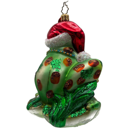 Christopher Radko Ribbit Reader Green Frog Christmas Tree Ornament 1013112