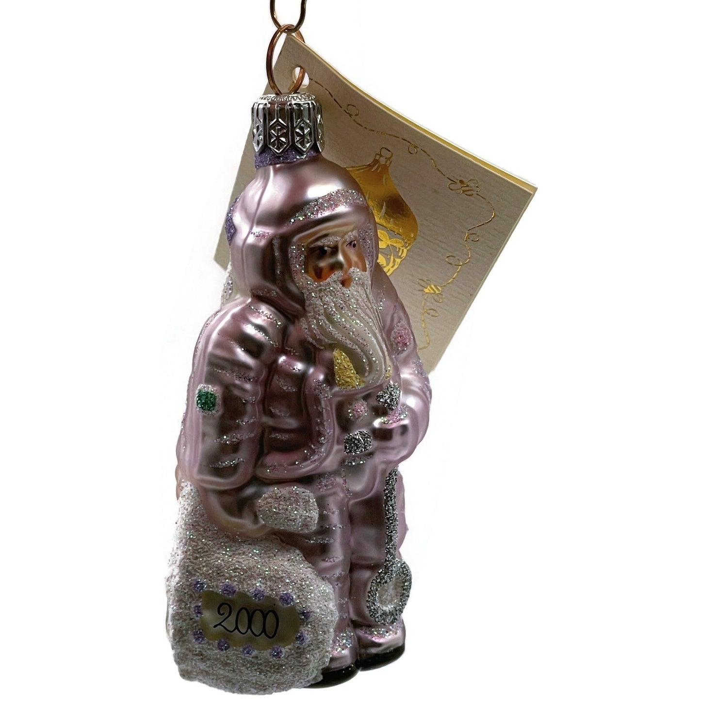Patricia Breen Miniature Millennium Santa Lavender White Christmas Ornament 9948