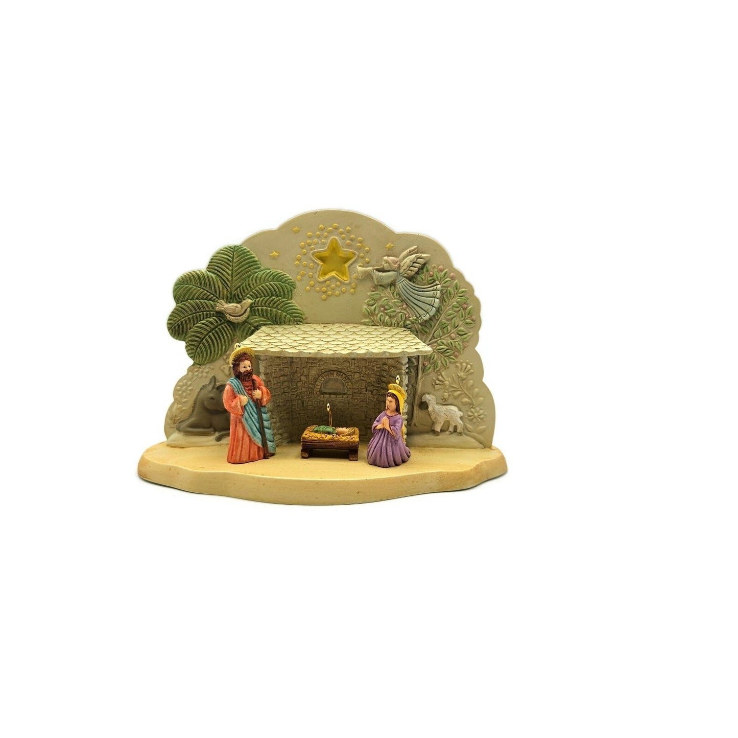 Hallmark Oh Holy Night Nativity Display 1996 With 3 Keepsake Christmas Ornaments