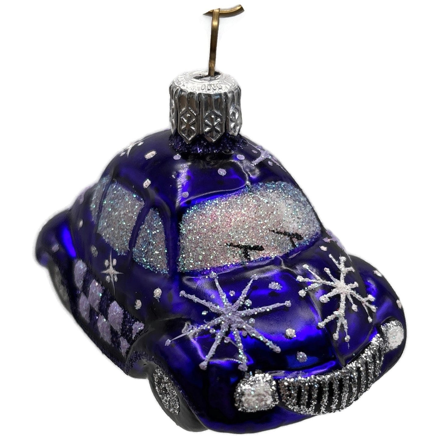 Patricia Breen Miniature Taxi Purple Snowflakes Christmas Ornament Signed CATZ