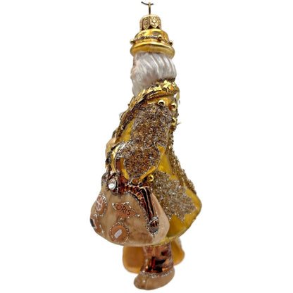 Heartfully Yours Old English Santa Claus Gold Jeweled Christmas Tree Ornament