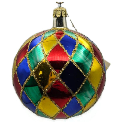 Christopher Radko Carnival Harlequin Ball Orb Christmas Tree Ornament