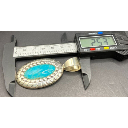 Carolyn Pollack Pendant Turquoise Blue Gemstone Oval Shaped 925 Sterling Silver
