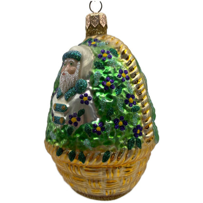 Patricia Breen Forget-Me-Not Santa Pearl Floral Basket Christmas Ornament