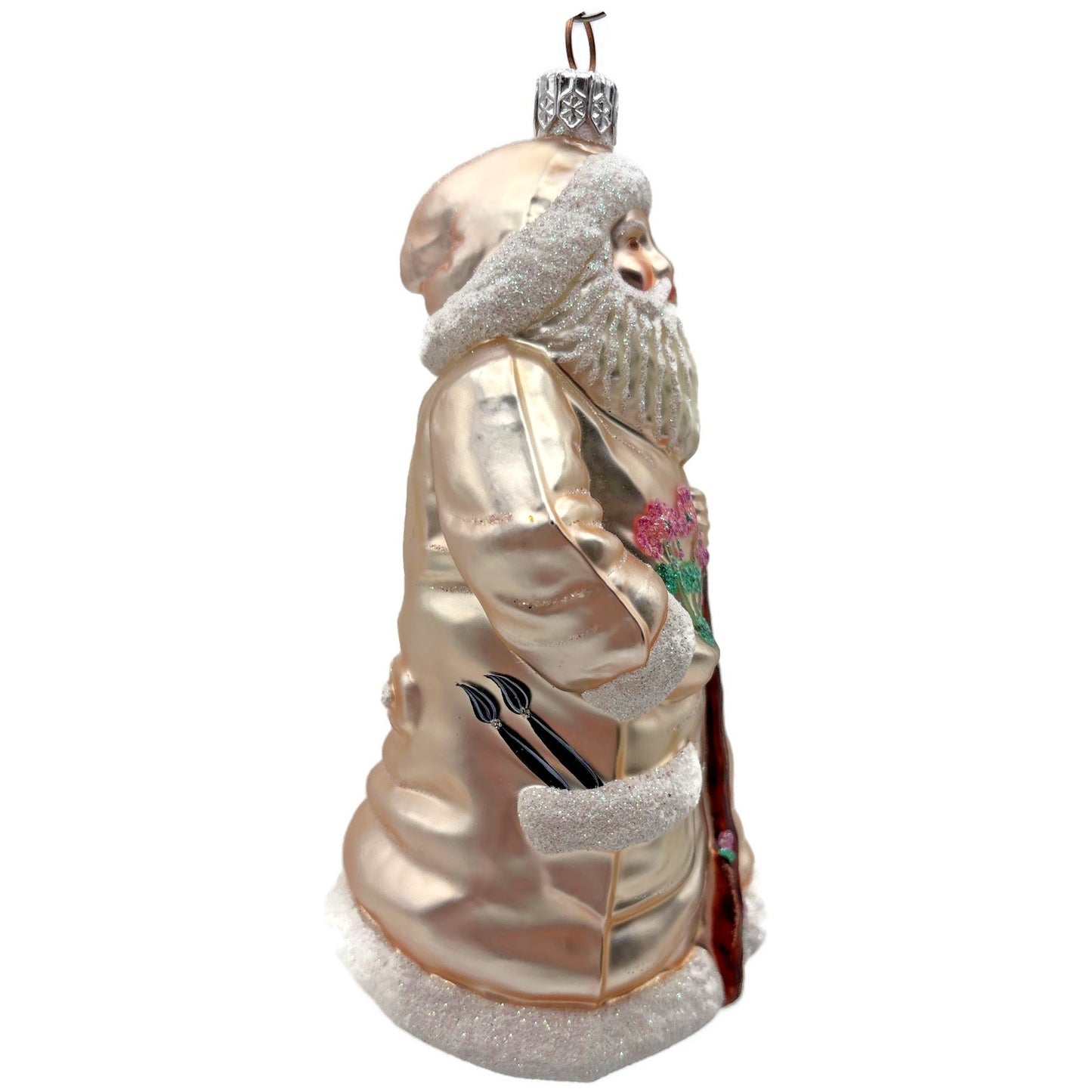 Patricia Breen Santa for Kevin Summer Pink Flowers On Staff Christmas Ornament