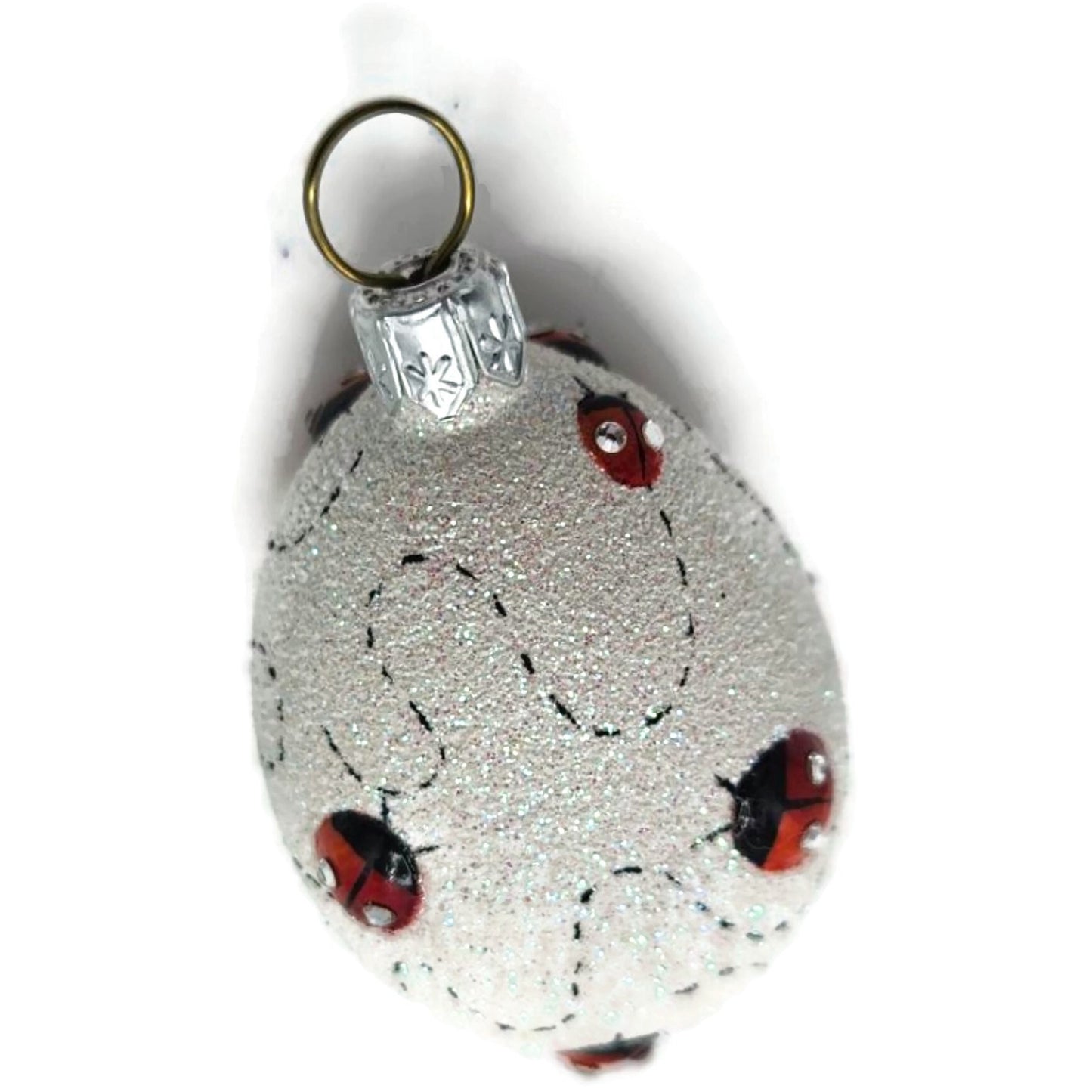 Patricia Breen Easter Egg Masquerade Ladybugs Pearl White Red Christmas Ornament