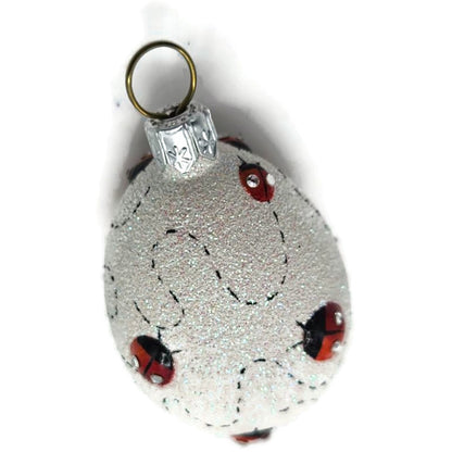 Patricia Breen Easter Egg Masquerade Ladybugs Pearl White Red Christmas Ornament