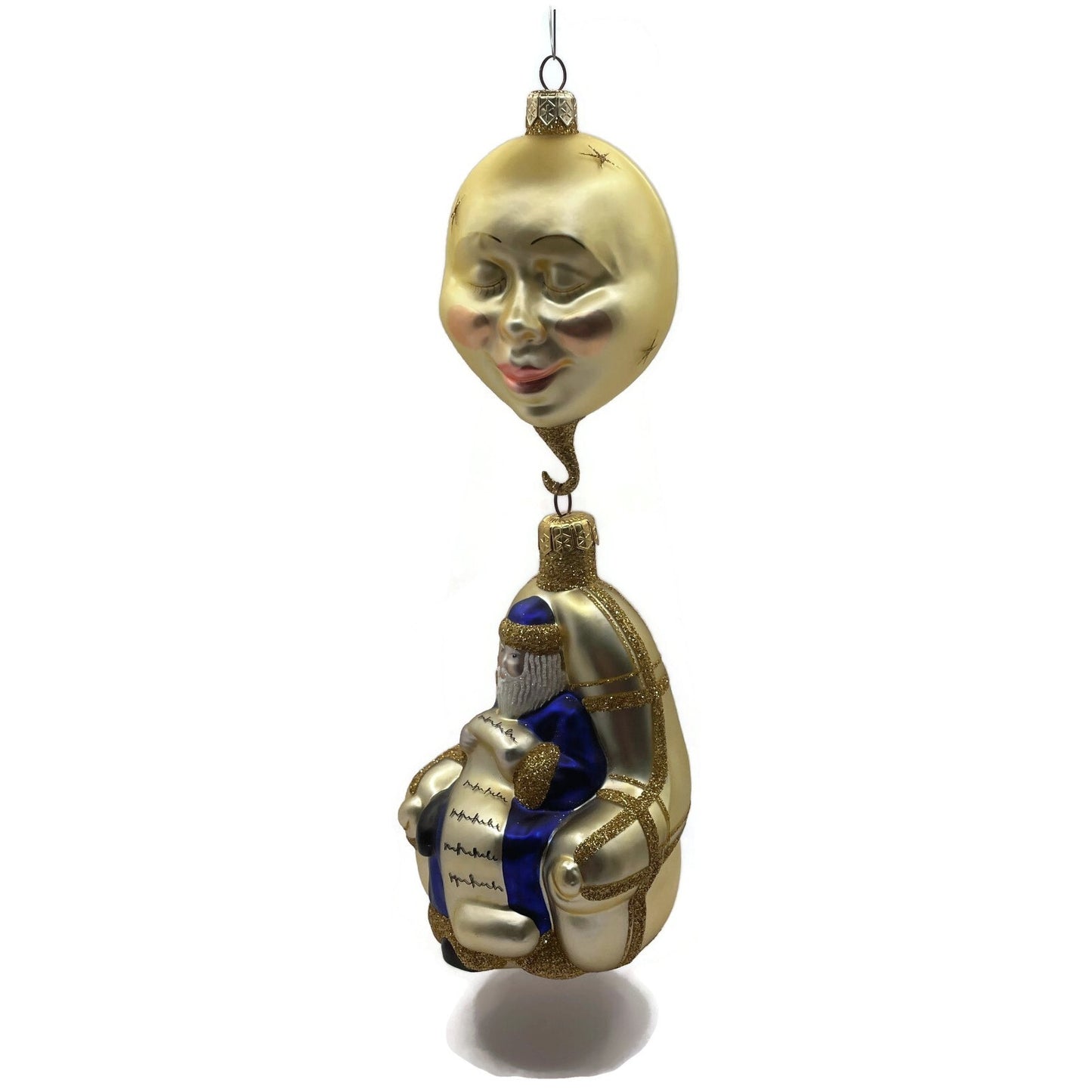 Patricia Breen Checking His List Gold Santa Blue Coat Christmas Ornament 9806