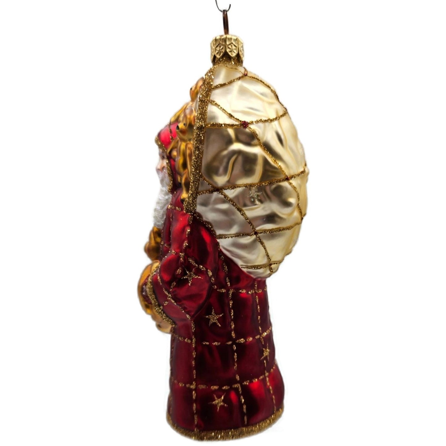 Patricia Breen Roosevelt Santa Red Glittered Stars Teddy Bear Christmas Ornament
