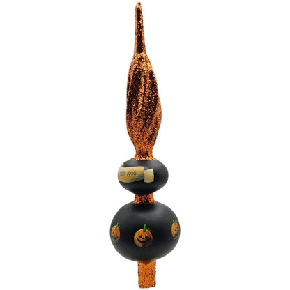 Patricia Breen Miniature Halloween Finial Black Orange Jack-o-Lantern Topper